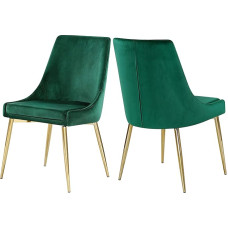 Meridian Furniture Karina Collection 783Green-C Modernne sametist söögitooli polsterdatud kuldsed metalljalad 49,5 x 54,3 x 84 cm (2 tk) roheline