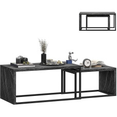 HOMCOM kohvilaudade komplekt 2 tööstuslikku metallist raamiga lauda elutuppa magamistuppa tumehall marmoriefektiga