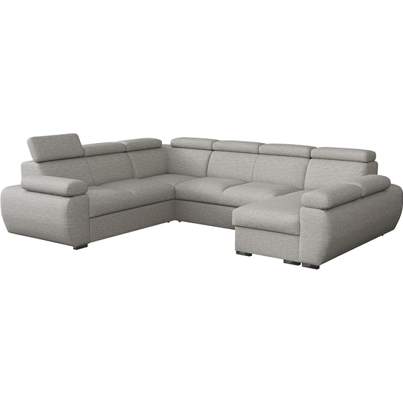 Mirjan24 Boston U nurgadiivan voodikasti ja magamisfunktsiooniga, nurgadiivan, polsterdatud nurk reguleeritavate peatugedega, U-kujuline diivan, elamusmaastik (Aragon 80, külg: paremal, 2r+R+2p+LC)