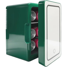 iTOMA 6 Litre Mini Fridge & Warm, LED Illuminated Mirror, Compact Fridge for Bedroom, Car, Drinks, Beauty, Care, Green, K6104GE