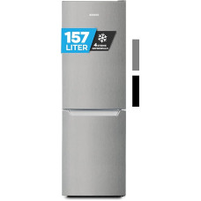 Heinrich´s Fridge Freezer Combination with 157 L Total Volume, 109 L Cooling Volume 48 L Freezer Volume, LED Lighting, Door Hinge, Adjustable Feet, Quiet 39 dB, Large Freezer Boxes, Stainless Steel