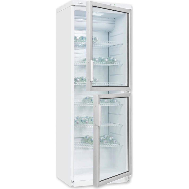 Exquisit Drinks Fridge GKS350-2-GT-280D White Bottle Fridge 320 L Volume Drinks Fridge with Glass Door LED Grid Shelves