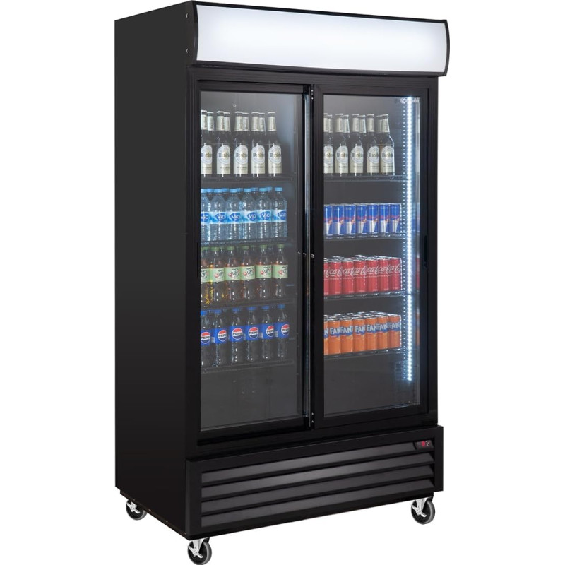 GastroHero Eco 1000 Drinks Fridge with Sliding Doors and Light Attachment