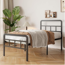 Yicensen voodiraam 90 x 200 cm koos pea- ja jalatoega, 46 cm kõrgune metallist voodiraam üheinimesevoodi, magamistuppa, külalistetuppa, lihtne kokkupanek, müravaba, must