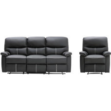 Vente-unique - Relax 3+1 diivanikomplekt - kunstnahk - must - Canby