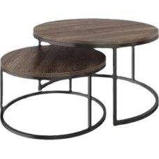 Runde Couchtisch Set, Modernes Holz- und Metallrahmen-Design für Wohnzimmer, Balkon, Büro