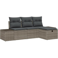 Rantry Model3360680 4-osaline aiasohva komplekt koos pehmendusega Hall Poly Rattan Garden Lounge