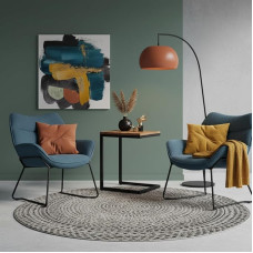 MR. DEKO Sessel Wohnzimmer | Sessel-Set Aliano Blau | Beistelltisch Materos | 2 Relaxsessel |Zwei Lesesessel | Lounge Sessel | Cocktailsessel | Ohrensessel | Leseecke