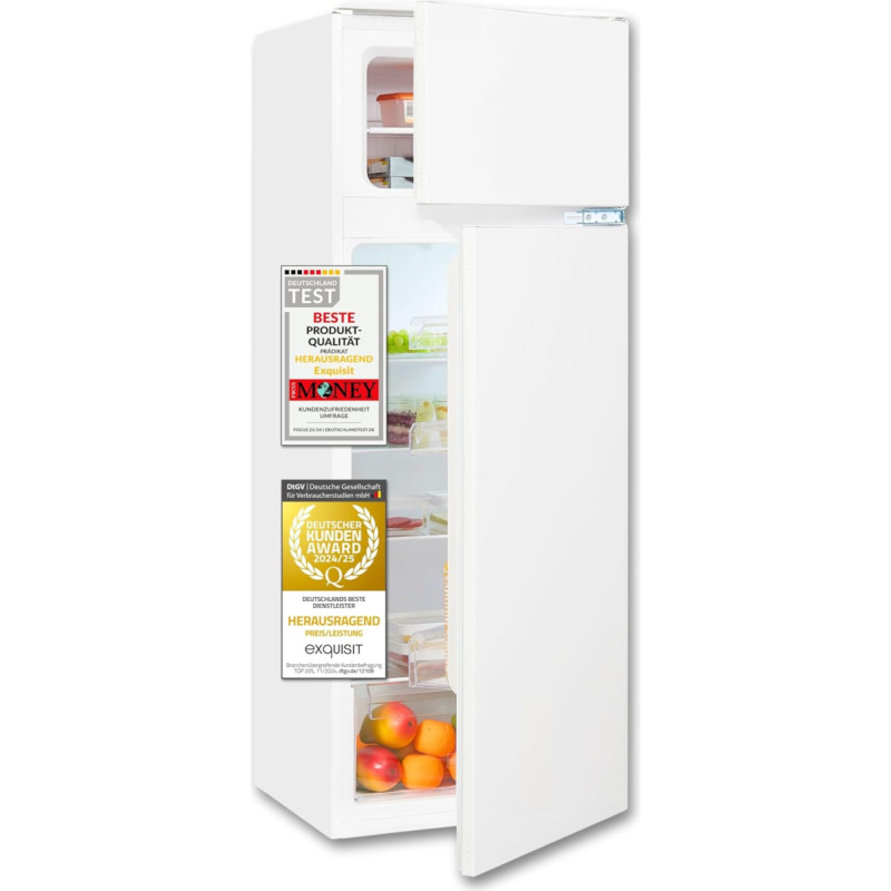 Exquisit EKGC265-40-040F sisseehitatud külmik-pagasikapp, tõmmatav uksekinnitus, 145 cm kõrgus, 4-tärni sügavkülmik, 205 liitrit, külmik koos sügavkülmiku sektsiooniga