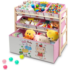 3-tasandiline kangast riiul lastele, mitmeotstarbeline lastekapp koos hoiustamise ja sektsioonidega, mänguasjariiul 6 eemaldatava kangakonteineriga lastetoas ja toas, defult., mänguline võluväli