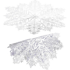 FUNOMOCYA 2 Stück Weihnachtliche Schneeflocken Tischsets aus Weichem Dekorative Platzmatten für Festliche Xmas Tischdeko und Gemütliche Winterfeiern