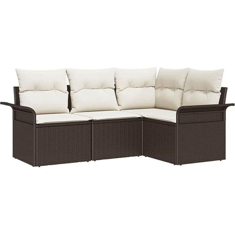 Rantry 4-teiliges Garten Sofa Set mit Kissen Braun Poly Rattan Gartenlounge Model3345338