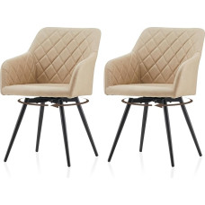 TUKAILAI söögitoa toolid, 2 tooli, 360° pöörlevad söögitoolid seljatoega, mugavad käetoed, kunstnahast, köögitool, toolid ja tugitoolid, sobivad söögituppa ja elutuppa