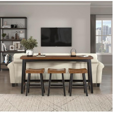 Lexicon for 3, Väike köögisaare laud koos 3 sadula baarijalatsiga 4-osaline söögilaudade komplekt hommikusööginurgale, elutuppa, korterisse, puidust kummipuu, must/pruun, counter kõrguseni