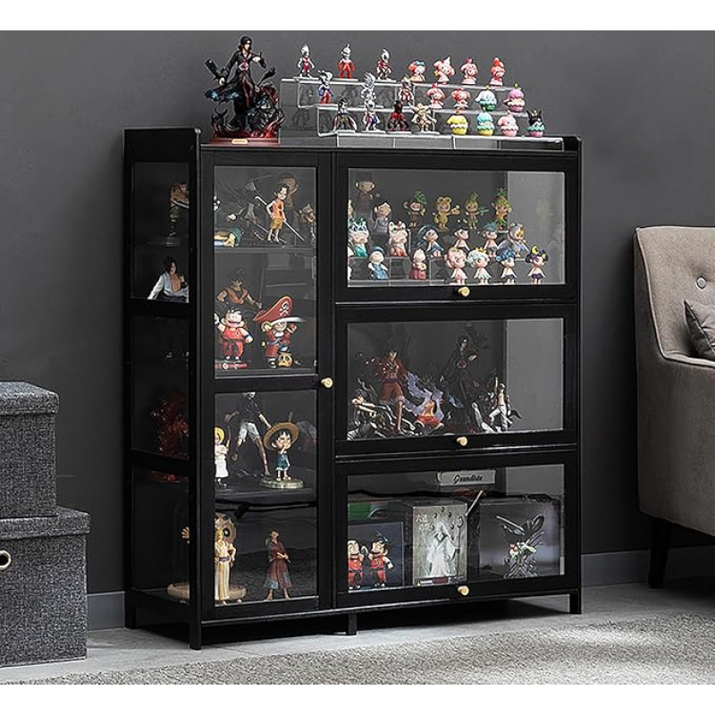 REBOTZ klaasvitriin, akrüülist vitriinkapp, kollektsioonikapp, 70/100/130 cm, ustega hoiukapp, kokkupandav uksekonstruktsioon mugavaks hoiustamiseks, suletud ja tolmukindel (100 x 33