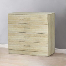 NRG Tammepuust kapp 4 sahtlit metallist käepidemetega magamistoamööbel 75 x 36 x 72 cm