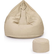 Bielik XXL Bean Bag koos tooliga, istmepadi, põrandapadi, tugitooli padi, sise- ja välitingimustes mängimiseks sobiv Bean Bag teismelistele ja täiskasvanutele, Bean Bag koos täidisega, 350 L (beež)