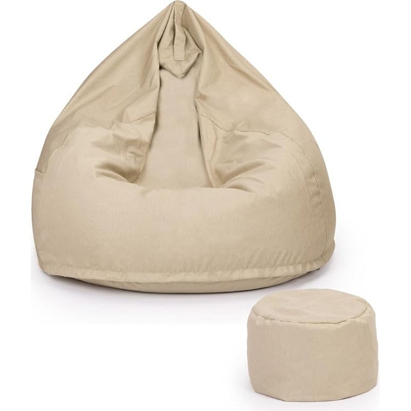 Bielik XXL Bean Bag koos tooliga, istmepadi, põrandapadi, tugitooli padi, sise- ja välitingimustes mängimiseks sobiv Bean Bag teismelistele ja täiskasvanutele, Bean Bag koos täidisega, 350 L (beež)