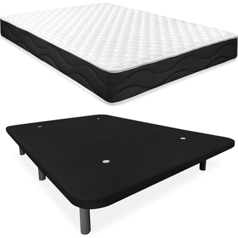 Homey Täisvoodi koos Sleep Pro pöördmadratsiga + ekstra tugevdatud pehmendusega alus Alloy Steel Black 90 x 190 cm