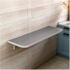 Wandtisch Klappbar Drop-Leaf-Wandklapptisch, Robuster Klapptisch Mit Klapptisch,Hergestellt Aus Edelstahl 304, Verdickter Klappständer Aus Edelstahl,Silber,90x40cm