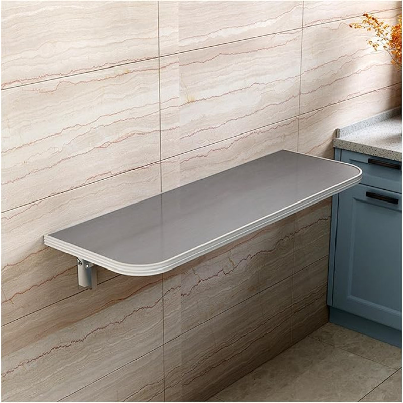 Wandtisch Klappbar Drop-Leaf-Wandklapptisch, Robuster Klapptisch Mit Klapptisch,Hergestellt Aus Edelstahl 304, Verdickter Klappständer Aus Edelstahl,Silber,90x40cm