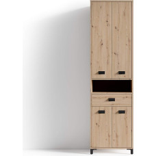 byLIVING Wellness kõrge kapp, vastupidav ja kergesti hooldatav melamiinpinnaga, käsitööna valmistatud tamme välimusega, palju hoiuruumi, 4 ust, 1 sahtli, avatud sektsioon, puitmaterjal, pruun, B 54, K 193, S 31 cm.