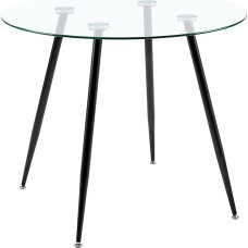 FURNITABLE Söögilaud Klaasist elutoa laud Klaasist laud modernses stiilis Skandinaavia söögilaud metallist jalgadega, 80 x 80 x 74 cm
