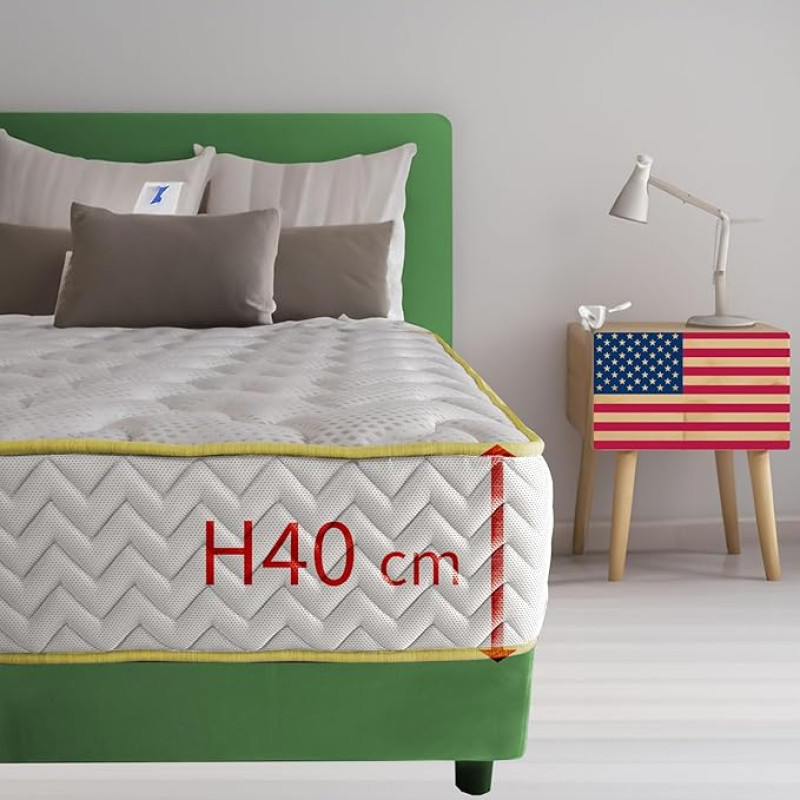Comfy Line Memory Foam madrats, kaheinimesevoodi 160 x 190 cm, 40 cm kõrge, seljavalu vastu, jahutav, antiallergilise täidisega - Ameerika mudel