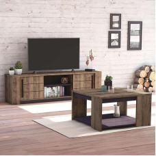 Möbel-Set für Esszimmer, industrieller Stil, Monaco, Farbe: Eiche dunkel und schwarz