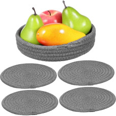 TOBBOMEY Runde Robuste Baumwoll Seil Platzsets mit Untersetzer Hitzebeständig und Kratzfest Stilvolles Küchenset für Esstisch und Tischschutz für Familienküche und Einweihungsgeschenk