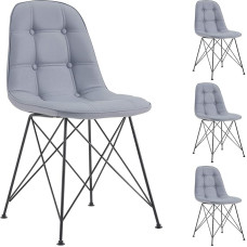 IDIMEX Imran Retro Design Söögitoa toolid Söögituba Köögitool Söögitool Pehmendusega toolide komplekt 4 kunstnahast kattega halli värvi