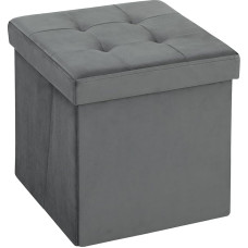 HOMCOM kokkupandav Ottomani hoiukast, 37,6L mahutavusega sametine hoiukast, jalutusmööbel elutuppa, magamistuppa, 38 x 38 x 38 cm, hall