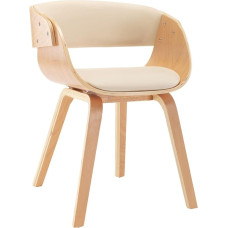 vidaXL söögitoa tool, köögitool käetoega, puidust raamiga söögitool, tool söögitoa, köögi, elutoa tooli jaoks, kreemjas bentwood kunstnahast tool