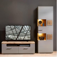 Lomadox elutoa mööblikomplekt basaldist ja tammepuidust LED-valgustusega Umbes 225 x 205 x 47 cm