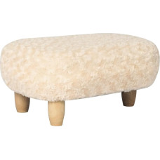 Adeco Faux Fur Footrest Ottoman Modern Rectangle Fluffy Furry Small Footstock Step Stool Extra Seat Non-Slip Wooden Legs for Living Room Couch