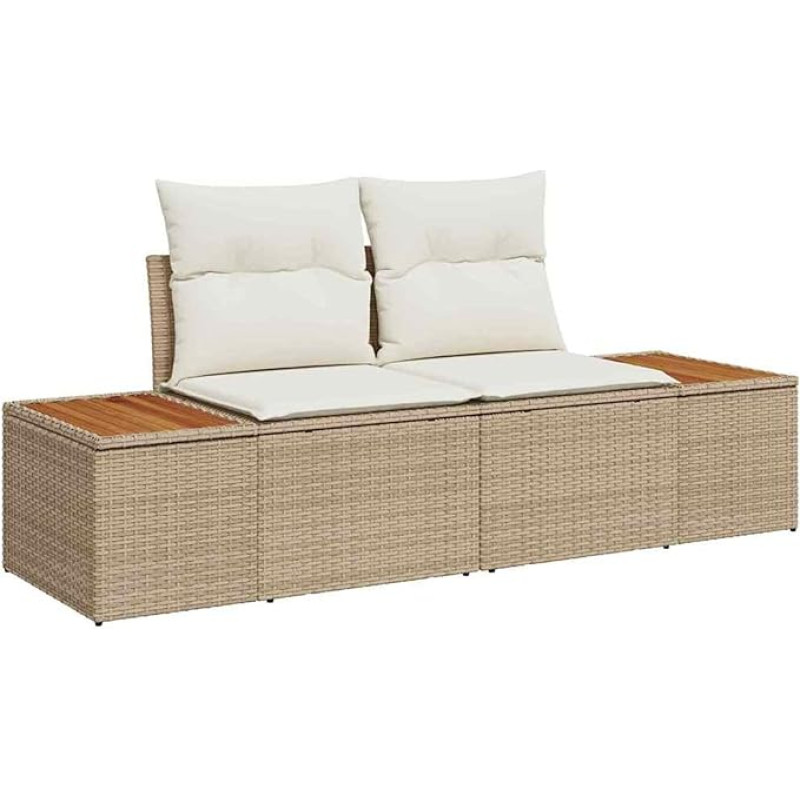 8-teiliges Garten Sofa Set mit Kissen Beige Poly Rattan Gartenlounge Model3358830