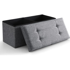 CUYOCA Ottoman-Bank, faltbar, Sitz, Fußstütze, Schuhbank, Bettende mit Klappdeckel, 75 l Stauraum, 76,2 cm, Leinenstoff, Dunkelgrau