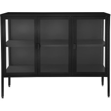 Osoltus Cube Vitriinkapp Sideboard klaasist kapp terasest must Industrial 100 cm (100 x 80 cm)
