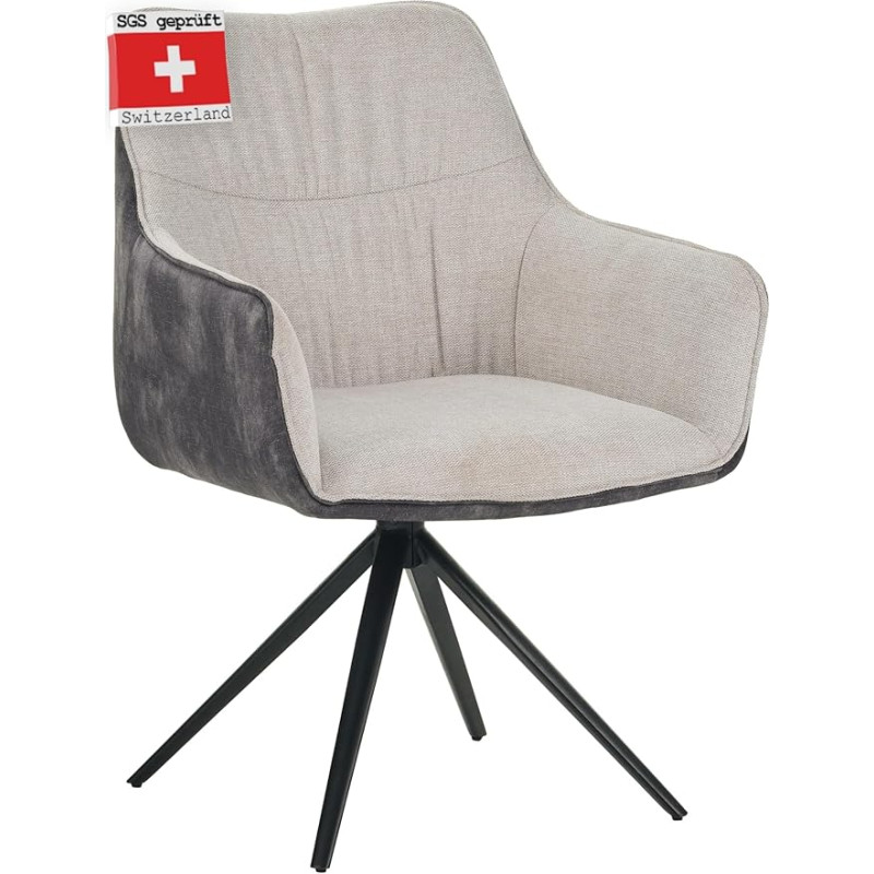 Albatros PULA Pöörlev tool, kaasaegsed pöörlevad toolid söögituppa, kööki, konverentsiruumi või kontorisse, köögitoolid söögitoolid pöörleva funktsiooniga ja paksu polstriga, kangas beež