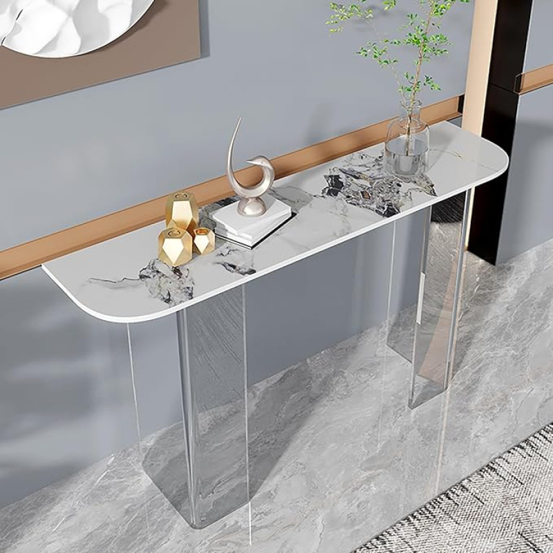 Industrieller Konsolentisch aus Acryl für Eingangsbereich, Flur und Wohnzimmer - Moderner Sofatisch für kleine Räume (valge, 47,5 x 12 Zoll) - Stilvolle Eingangsmöbel