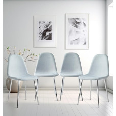 Hallowood Furniture Cullompton söögitoolide komplekt 4, hõbedaste jalgadega riidest söögitool, pehmendusega söögitool koju ja kontorisse, aktsenttool, kaasaegsed kohviktoolid (helehall)