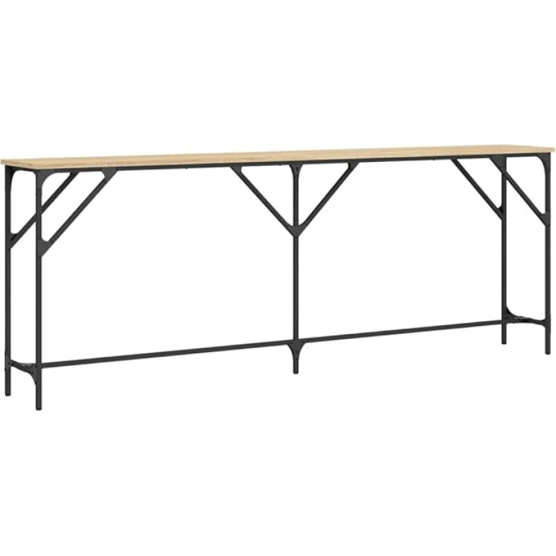 vidaXL konsoollaud, metallist raamiga küljelaud, kohvilaud, diivanilaud reguleeritavate jalgadega, elutoa laud, koridorilaud, Sonoma tammepuust materjalist