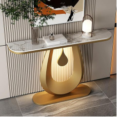 Moderner LED-Konsolentisch für den Eingangsbereich - 100 cm (39,4 Zoll) stilvoller Flur-Akzenttisch mit Metallfuß und Stauraum für die Dekoration von Wohnzimmer und Eingangsbereich