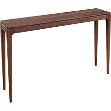 Konsolentisch aus Massivem Kautschukholz, Beistelltisch Schmal, Flurschrank Schmal für Wohnzimmer und Schlafzimmer, Robust und Langlebig, Einfache Montage, Walnussfarbe(140x32x80cm/55x12.6x31in)