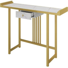 Konsolentisch, Konsolentisch mit Schubladen, schmaler, Langer Sofatisch mit Metallrahmen, Akzenttische für kleine Räume für Wohnzimmer, Couch, Flur, Foyer, Küchentheke
