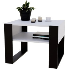 AKKE Ruuduline kohvilaud elutuppa Kõrvallaud Elutoa laud Kaasaegne diivanilaud Kohvilaud Dekoratiivne mööbel elutuppa Elutoa lauad Kohvilaud Valge mustade jalgadega 65 x