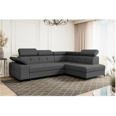 MEBLINI Bergamo diivanvoodi voodikastiga - nurgadiivan magamisfunktsiooniga - puhkefunktsiooniga diivan - L-kujuline diivan - nurgadiivan - elamismaastik - 274 x 203 x 83 cm paremal - hall sametist