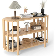 3 -stufige Moderne Stilvolle Konsolentisch, Ovaler Form Beisitz für Wohnzimmer mit 3 -Tier -Design, Modischer Couchtisch, Premium -MDF -Materialien, 110 X 38 X 75 cm suurus (Holzfarbe)