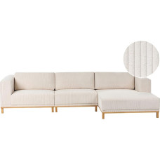 Nurgadiivan Corduroy Light Beige vasakpoolne 5-kohaline eukalüptist puidust jalgadega Veng