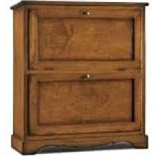 Mar.c.a. Design - 2 uksega kingakapp täispuidust ja MDF-ist tumedast pähklipuust, sahtliga, ruumi säästev kingakapp Art Povera stiilis Valmistatud Itaalias - mõõtmed 79 x 30 x 30 cm.